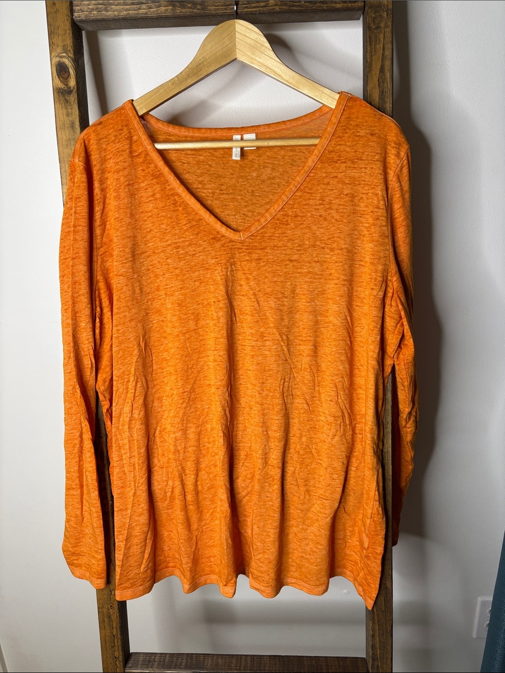 Cato Bright Orange V-Neck Long Sleeve Tee Size XL